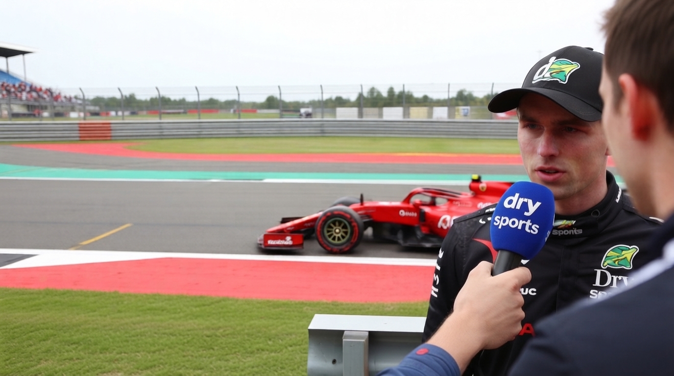 Dry Sports F1 spoof of the Sky Sports F1 graphic, a dig at boring F1 coverage on Sky