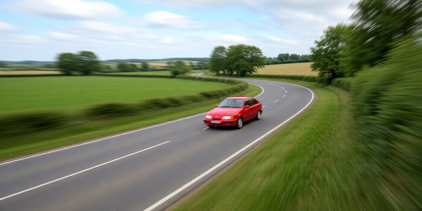A red Ford Sierra GL