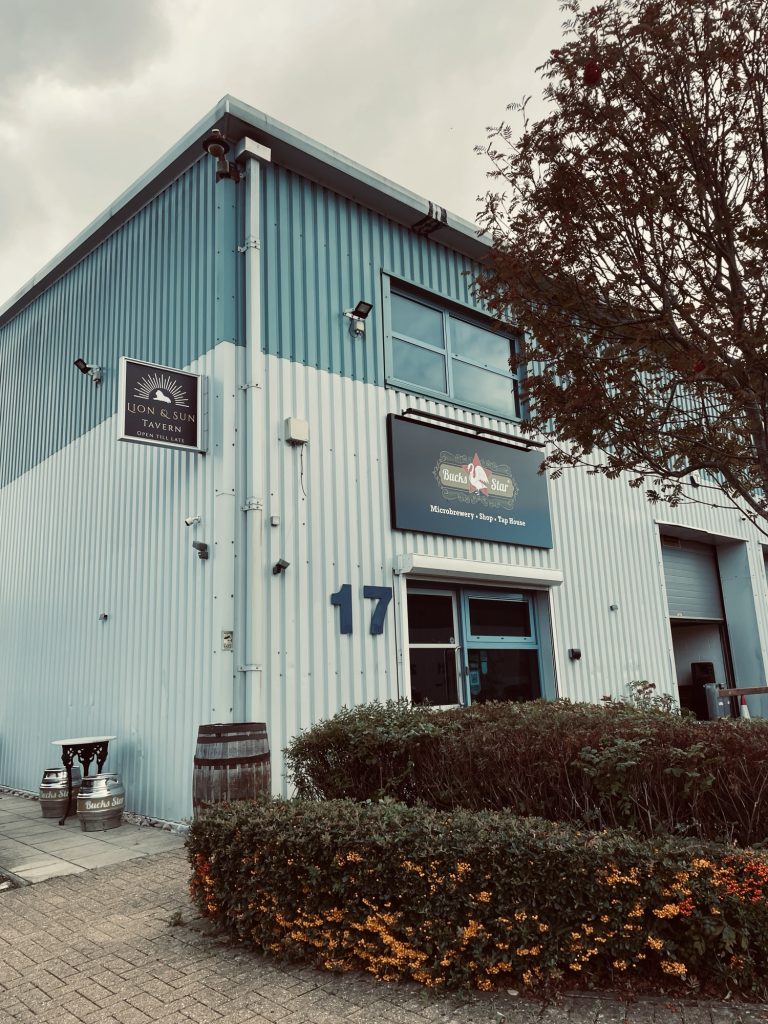 Outside the Lion and Sun Tavern, aka Buck Star Brewery, Milton Keynes, home of the Concrete Cud